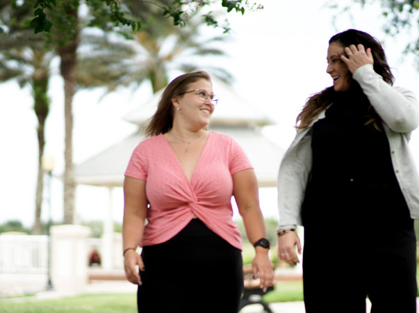 two laughing sober women