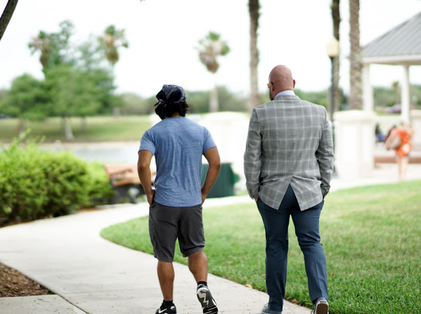 two sober men walking